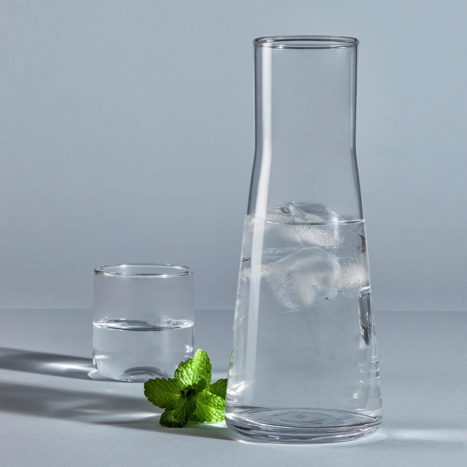 Jarra y Vaso de Vidrio para Mesa de Noche | Vidrio Reciclado