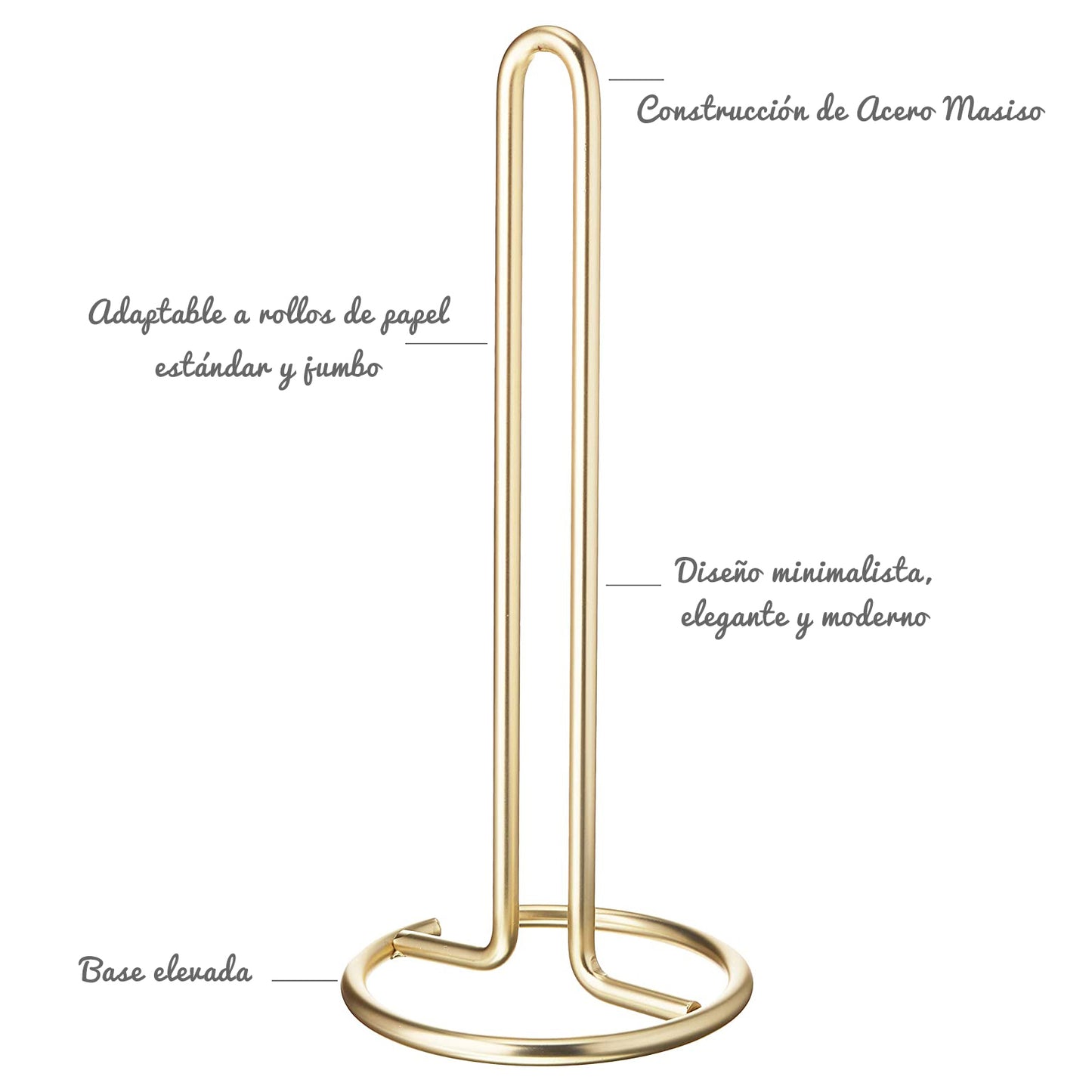 Soporte Toalla de Papel Acero Gold 32x13 cm