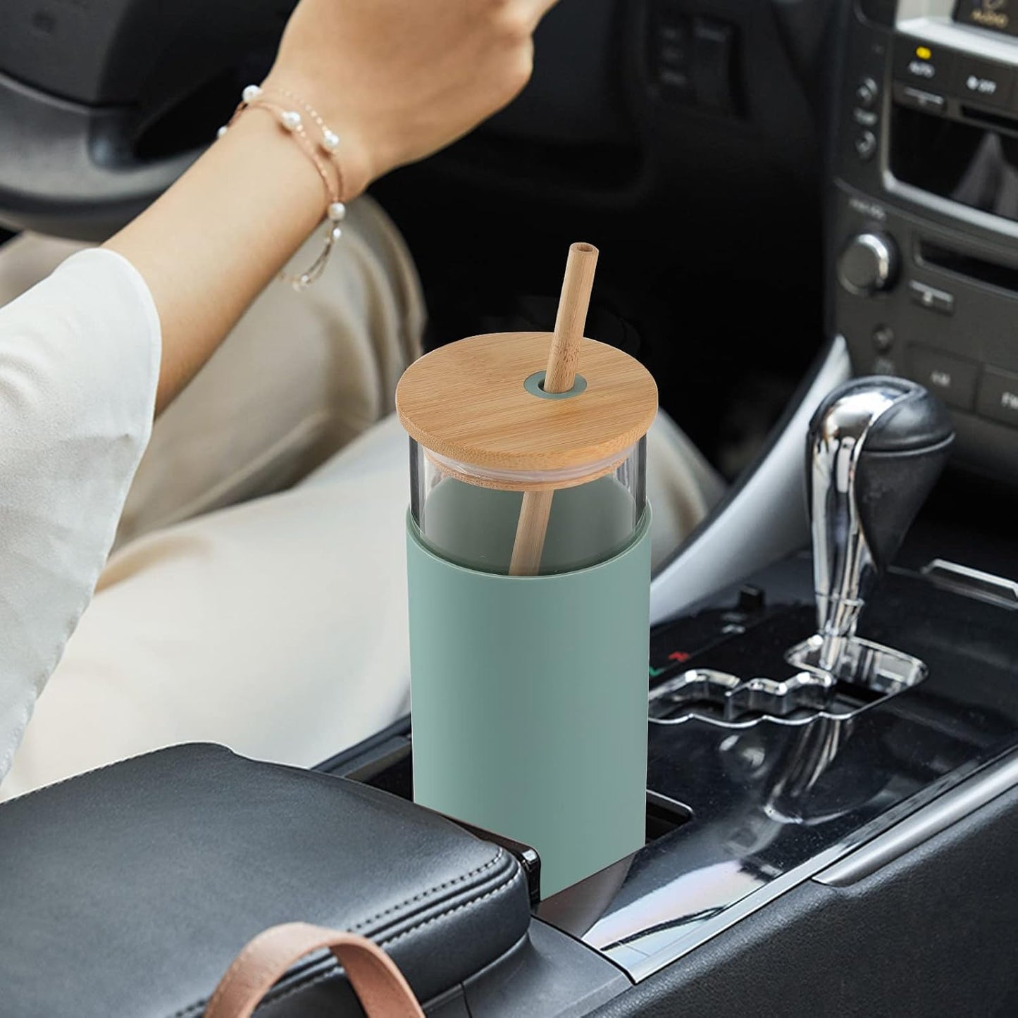 Vaso Tumbler Vidrio | Tapa y Bombilla de Bambú