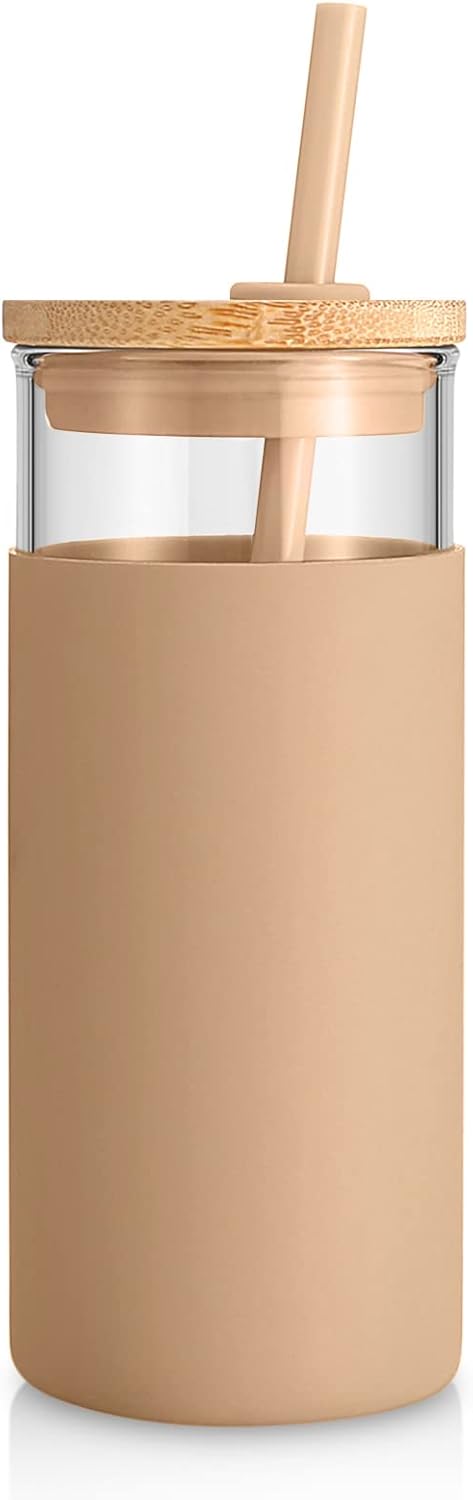 Vaso Tumbler Vidrio | Tapa y Bombilla de Bambú