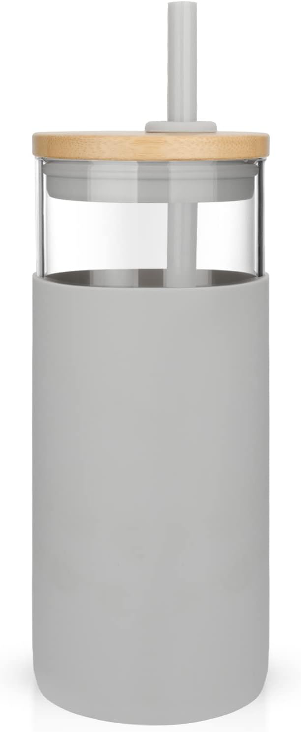 Vaso Tumbler Vidrio | Tapa y Bombilla de Bambú
