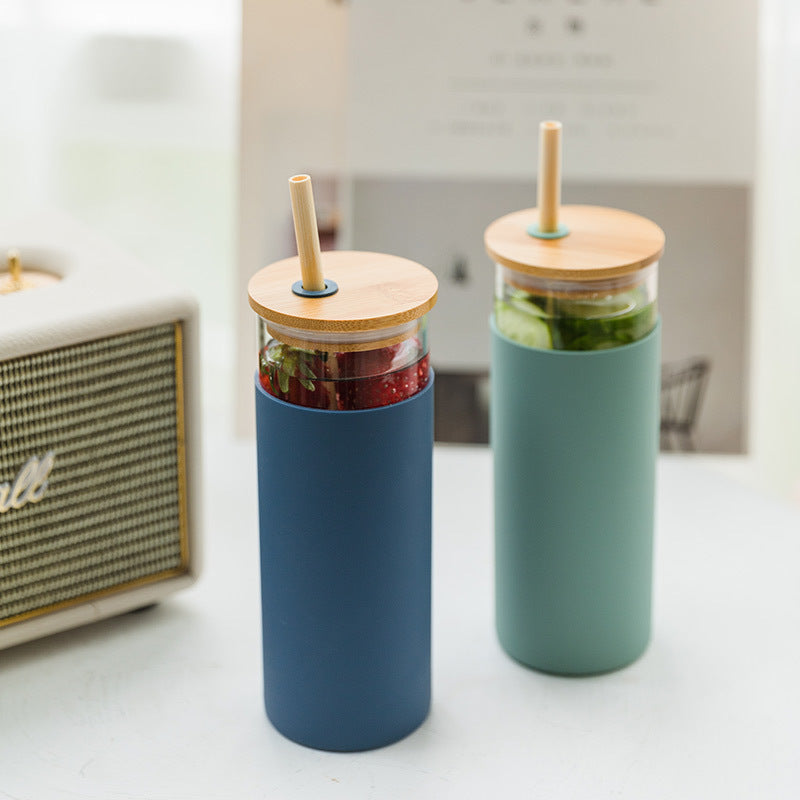 Vaso Tumbler Vidrio | Tapa y Bombilla de Bambú