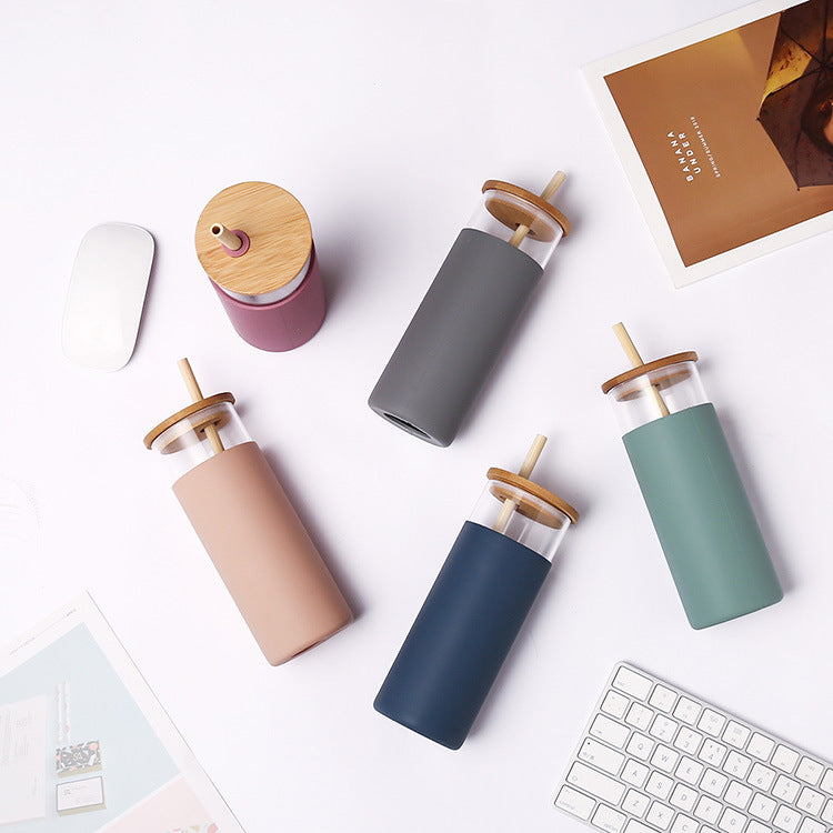 Vaso Tumbler Vidrio | Tapa y Bombilla de Bambú