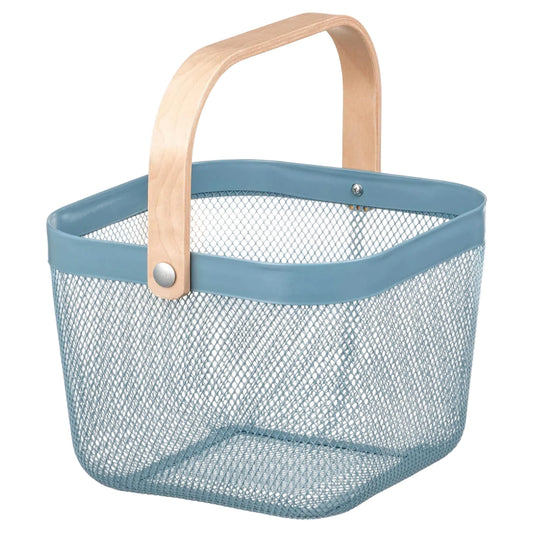 Canasto Organizador Mango de Madera - Celeste
