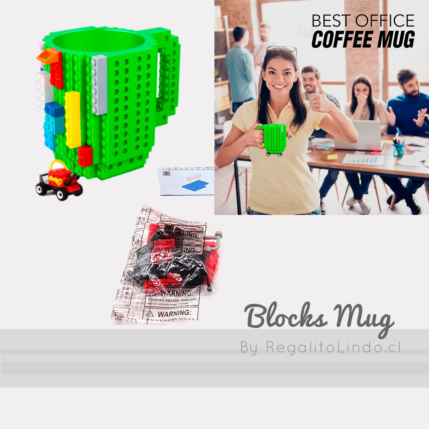 Tazón Mug Modelo Lego Verde