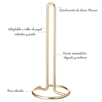 Soporte Toalla de Papel Acero Gold 32x13 cm