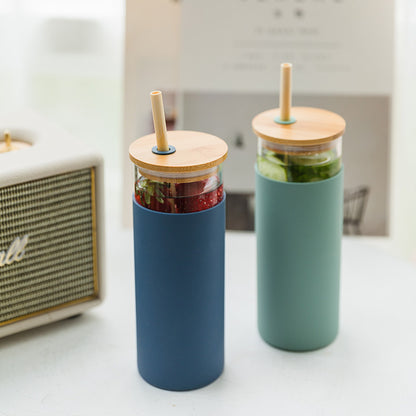 Vaso Tumbler Vidrio | Tapa y Bombilla de Bambú