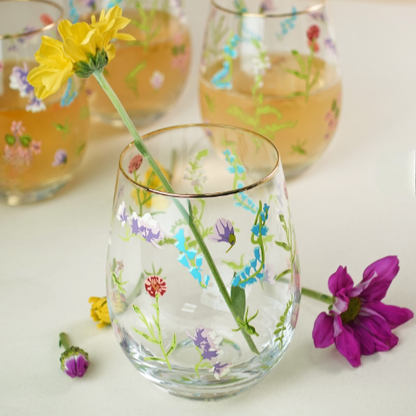 Set de 4 Vasos Diseño Floral Estampado